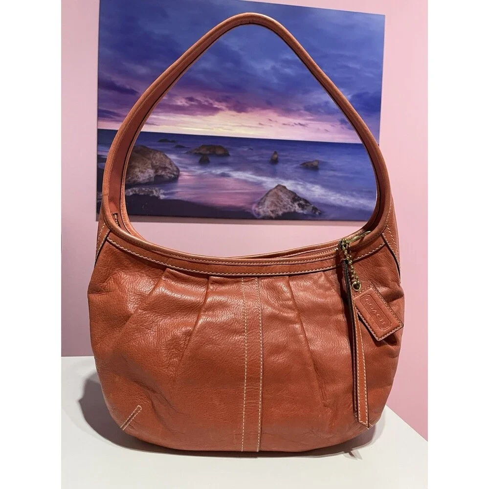 Vtg Coach Shoulder Bag Ergo Hobo‎ Leather Orange Y2K B0882-12235 Authentic New